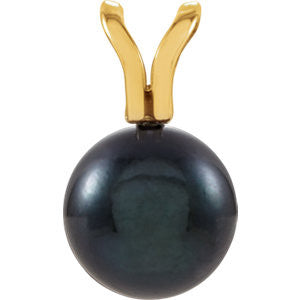 14K Yellow 6mm Black Akoya Pearl Pendant