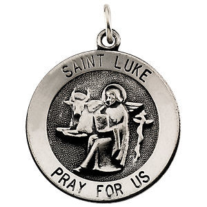 Sterling Silver 22mm Round St. Luke Medal