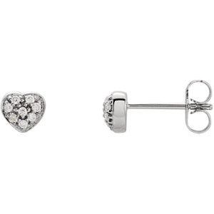 14K White 1-10 CTW Diamond Heart Earrings