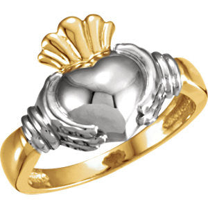 14K Yellow & White Ladies Claddagh Ring