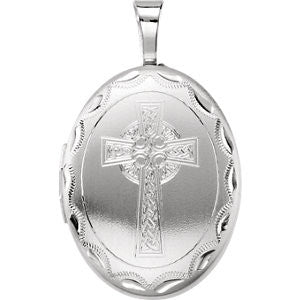 Sterling Silver Oval Celtic Cross Locket