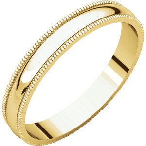 14K Yellow 3mm Light Milgrain Band