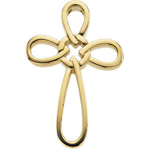 14K Yellow 34.25x24mm Cross Pendant