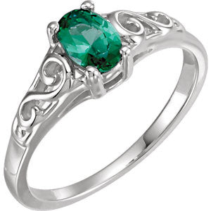 Sterling Silver May Imitation Birthstone Ring