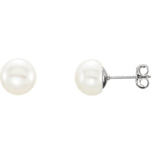 14K Yellow 7-8mm Pink Freshwater Cultured Pearl Earrings