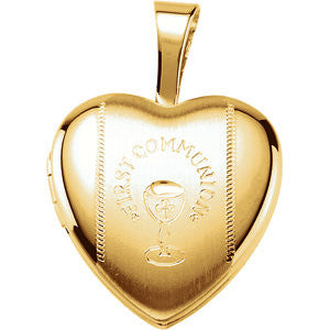 Gold Plated & Sterling Silver First Communion Heart Locket