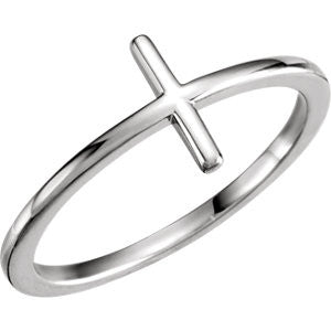 14K Yellow Sideways Cross Ring