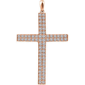 14K Yellow 1 CTW Diamond Cross Pendant