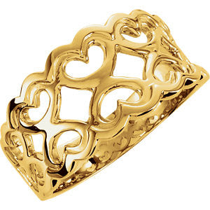 14K Yellow Heart Motif Band