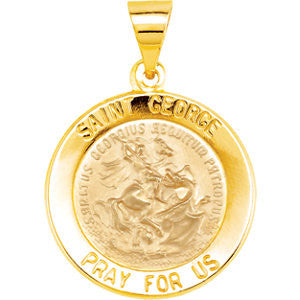 14K Yellow 18.25mm Round Hollow Miraculous Medal