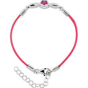 Sterling Silver BFlower&trade; Fushia CZ 6.5-7.5" Nylon Bracelet