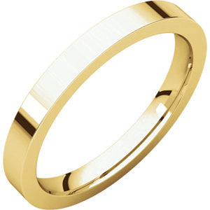 14K Yellow 2.5mm Flat Comfort Fit Band