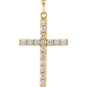 14K Yellow 1-4 CTW Diamond Cross Pendant