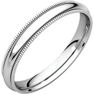 Sterling Silver 3mm Milgrain Comfort Fit Band