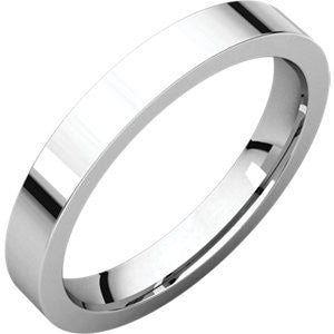 14K X1 White 3mm Flat Comfort Fit Band