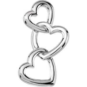 14K White Linked Hearts Pendant