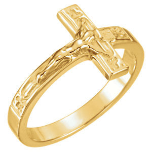 10K Yellow Men's Crucifix Chastity Ring Size 8