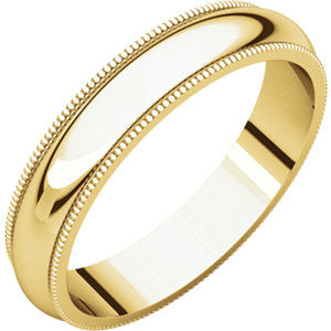 14K Yellow 4mm Milgrain Band