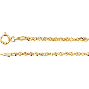 14K Yellow 1.75mm Sparkling Singapore 18" Chain