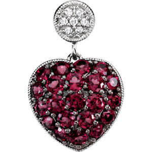 Genuine Brazilian Garnet & Diamond Heart Pendant