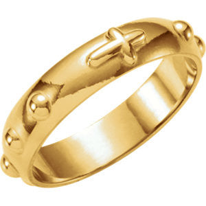 14K Yellow Rosary Ring Size 9