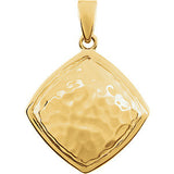 14K Yellow Hammered Square Pendant