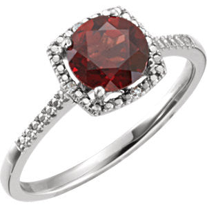 Sterling Silver Mozambique Garnet & .01 CTW Diamond Ring