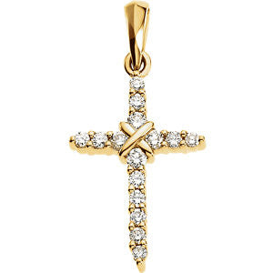 14K Yellow .23 CTW Diamond Cross Pendant