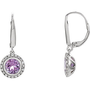 14K White Amethyst & 1-6 CTW Diamond Earrings