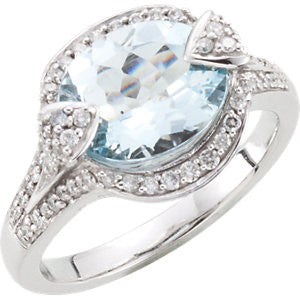 Aquamarine & Diamond Accented Ring