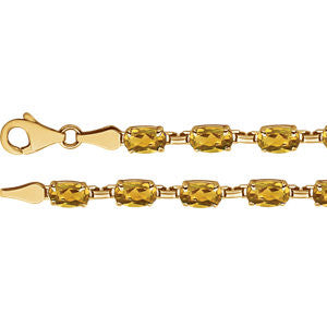 14K Yellow Created Blue Sapphire 7" Bracelet