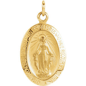 14K Yellow 14.75x11mm Oval Miraculous Medal