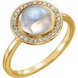 14K Yellow Rainbow Moonstone & 1/8 CTW Diamond Ring