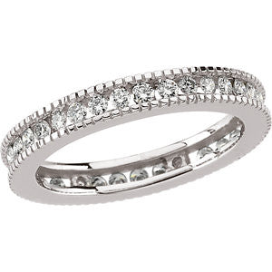 14K White 3-4 CTW Diamond Eternity Band Size 7.5