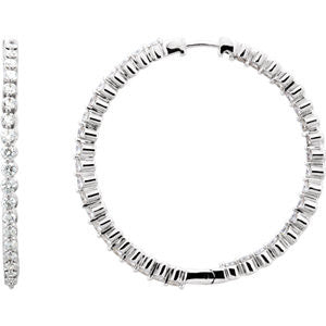 14K White 3 CTW Diamond Inside-Outside Hoop Earrings