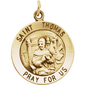 14K Yellow 18.25mm Round St. Thomas Medal