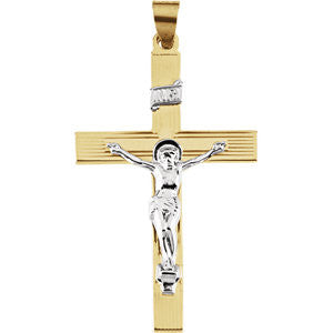 14K Yellow & White 39x26mm Crucifix Pendant