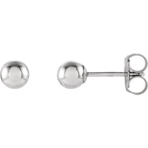 14K White 4mm Ball Earrings with Bright Finish