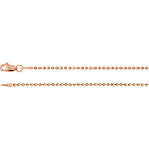 14K Rose 1.5mm Bead 16" Chain