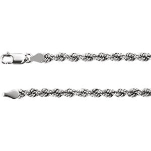 14K White 4mm Rope 18" Chain