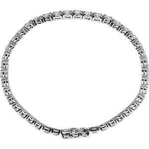 Sterling Silver 4mm Round Cubic Zirconia Bracelet