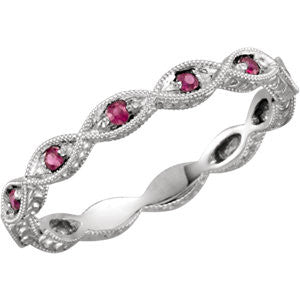 14K White Ruby Anniversary Band Size 7