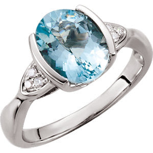 Aquamarine & Diamond Accented Ring