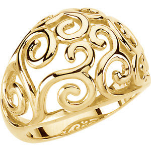 14K Yellow Metal Fashion Scroll Ring