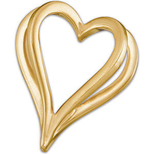 14K Yellow Shadow Heart Pendant Slide