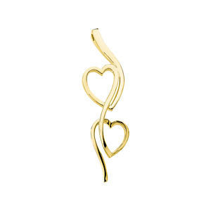 14K Yellow Double Heart Vertical Pendant