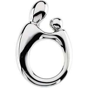 14K White 20.25x13.5mm Mother and Child® Hollow Back Pendant