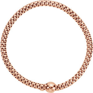 Sterling Silver Rose Gold Plated 4.3mm Woven Stretch Bracelet