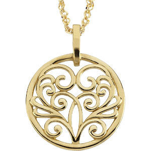 Circular Filigree Pendant on an 18" Cable Chain