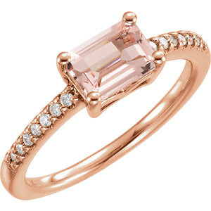 14K Rose Morganite & 1-10 CTW Diamond Ring